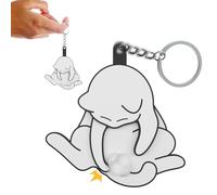 Funny Wiggling Cat Keychain,3D Rotating Cat Balls Fidget Toy Keychain,Sensory Toy Gift for Cats Lovers and Introverts (White)