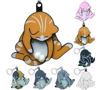 Funny Wiggling Cat Keychain, Funny Wiggling Cat Keychain with Rotating Cats Eggs, 3D Interactive Mischief Pullable Head and Rotating Eggs Toy Design (Sample-c 1 pcs)