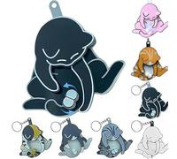 Funny Wiggling Cat Keychain, Funny Wiggling Cat Keychain with Rotating Cats Eggs, 3D Interactive Mischief Pullable Head and Rotating Eggs Toy Design (Sample-e 1 pcs)