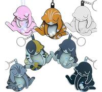 Funny Wiggling Cat Keychain, Funny Wiggling Cat Keychain with Rotating Cats Eggs, 3D Interactive Mischief Pullable Head and Rotating Eggs Toy Design (7 pcs)