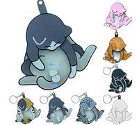 Funny Wiggling Cat Keychain, Funny Wiggling Cat Keychain with Rotating Cats Eggs, 3D Interactive Mischief Pullable Head and Rotating Eggs Toy Design (Sample-b 1 pcs)