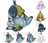 Funny Wiggling Cat Keychain, Funny Wiggling Cat Keychain with Rotating Cats Eggs, 3D Interactive Mischief Pullable Head and Rotating Eggs Toy Design (Sample-f 1 pcs)