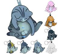 Funny Wiggling Cat Keychain, Funny Wiggling Cat Keychain with Rotating Cats Eggs, 3D Interactive Mischief Pullable Head and Rotating Eggs Toy Design (Sample-a 1 pcs)