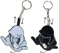 Funny Wiggling Cat Keychain Mischief Cat Interactive Keychain 3D Rotating Balls Fidget Toy Creative Pull-Out Animal Pendant Cute And Funny Acrylic Bag Pendant Gifts for Women Men (Black+White)