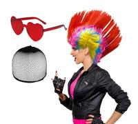 Funny Wigs, Funny Wig, Dress up Wigs Rock Star Hard Rocker Multi-coloured Costume Rocker Fancy Accessories for Birthday Party and Role Play