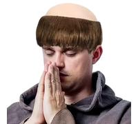 Funny Wigs Short Bald Wig Light Brown Monk Costume for Adults Cosplay Halloween Themed Party