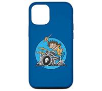 Funny Wild Drummer Drumming on Drum Kit Cartoon Illustration Case for iPhone 12/12 Pro