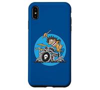 Funny Wild Drummer Drumming on Drum Kit Cartoon Illustration Case for iPhone XS Max