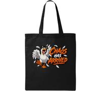 Funny wild duck creating total chaos Natural Cotton Tote Bag Black