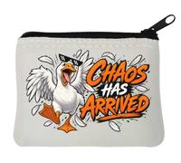 Funny Wild Duck Creating Total Chaos Neoprene Coin Purse Pouch 10x11cm White