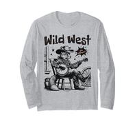 Funny Wild West Cowboy Fox Playing Banjo Vintage Country Long Sleeve T-Shirt