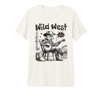Funny Wild West Cowboy Fox Playing Banjo Vintage Country Premium T-Shirt