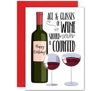 Funny Wine Birthday Card - Large A5 Size - Age & Glasses should not be counted - Ladies Birthday Card for women