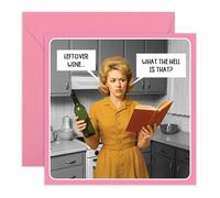 Funny Wine Card for Women - Leftover Wine Joke WTH - Birthday Card for Friend, Mum, Gran, Nan, Sister, Wife, Girlfriend, Colleagues, Bestie, BFF, Girls, Ladies, Her - Comes with Stickers