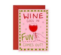 Funny Wine Greeting Card - Humorous Birthday, Friendship, or Celebration Card for Wine Lovers, Friend, Colleaues, Bestie, BFF, Her, Him, Girlfriend, Sister - Party Time- Comes with Stickers