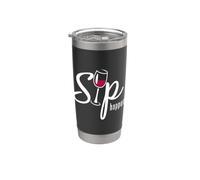 Funny Wine Lover Sarcastic Sip Happens Pun Stainless Steel Insulated Tumbler