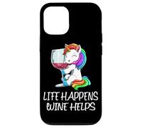 Funny Wine Unicorn Life Happens Wine Helps Saying Case for iPhone 12/12 Pro