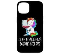 Funny Wine Unicorn Life Happens Wine Helps Saying Case for iPhone 13