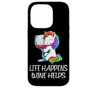 Funny Wine Unicorn Life Happens Wine Helps Saying Case for iPhone 14 Pro