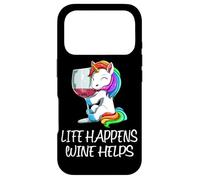 Funny Wine Unicorn Life Happens Wine Helps Saying Case for iPhone 17 Pro