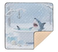 Funny Winter Bathtub Shark Soft Thick Baby Gym & Activity Mat for Floor Portable Baby Kick Crawling Mat for Baby Kids Toddlers Infants, 50'' x 50''