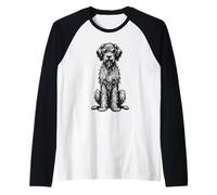 Funny Wirehaired Pointing Griffon Dog with Sunglasses Raglan Baseball Tee