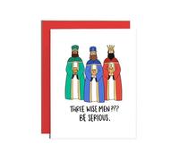 Funny Wise Men Christmas Card - Three Wise Men??? Be Serious - Hilarious Pop Culture Greetings Card for Friends, Family & Party People - Unique Blank A6 Christmas Card with Illustration