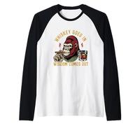 Funny Wise Monkey Drinking Humor Design for Adults Raglan Baseball Tee