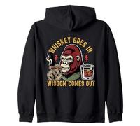 Funny Wise Monkey Drinking Humor Design for Adults Zip Hoodie