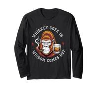 Funny Wise Monkey Drinking Humor Design for Men Long Sleeve T-Shirt