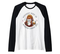 Funny Wise Monkey Drinking Humor Design for Men Raglan Baseball Tee