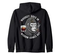 Funny Wise Monkey Drinking Humor Design for Men Zip Hoodie