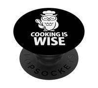 Funny Wise Owl Cooking Chef Kitchen Graphic PopSockets Adhesive PopGrip