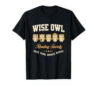 Funny Wise Owl Reading Society Cute Book Lover Humor Graphic T-Shirt