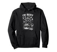 Funny Witch Cat Present, I’m Busy, Mystical Wicca Cauldron Pullover Hoodie