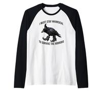 Funny Witch Crow: I Must Stay Whimsical to Avoid The Horrors Raglan Baseball Tee