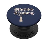 Funny witch halloween witchful thinking stars broomstick PopSockets Adhesive PopGrip