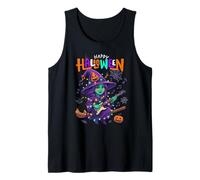 Funny Witch Playing Guitar Happy Halloween Boys Girls Kids Tank Top