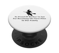 Funny Witch Proud of Mother-in-law First Pilot in Our Family PopSockets Adhesive PopGrip