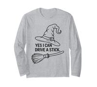 Funny Witch Saying Yes I Can Drive A Stick Halloween Women Long Sleeve T-Shirt