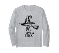 Funny Witch Saying Yes I Can Drive A Stick Halloween Women Long Sleeve T-Shirt