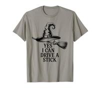 Funny Witch Saying Yes I Can Drive A Stick Halloween Women T-Shirt