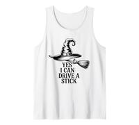 Funny Witch Saying Yes I Can Drive A Stick Halloween Women Tank Top