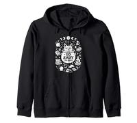 Funny Witchy Cat Present, Go Away I’m Busy, Mystical Wicca Zip Hoodie