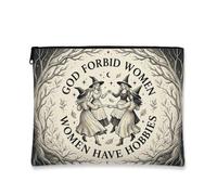 Funny Witchy Quote Witches Fanciful Makeup Bag, Beige, 7x9 Inch, Whimsical