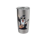 Funny Wizard Rock Guitar Player Retro Graphic Playful Trippy Stainless Steel Insulated Tumbler