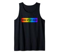 Funny Woke Up Gay Again LGBTQ+ Art Rainbow Gay Pride Month Tank Top