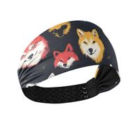 Funny Wolf 90s Game Style Non-Slip yoga headbands Stretchy hairbands for women's hair for Yoga Cycling Running make upColorful Duchshund Dog Stars