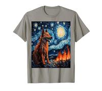 Funny Wolf Art Painting Dog Lover Starry Night Wolf Van Gogh T-Shirt, Men, Slate Grey, 3X-Large