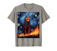 Funny Wolf Art Painting Dog Lover Starry Night Wolf Van Gogh T-Shirt, Men, Slate Grey, Large
